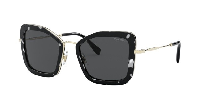 Sonnenbrillen Miu Miu MU 55VS (PC75S0) farbe havana black white form unregelmäßig gläser dark grey