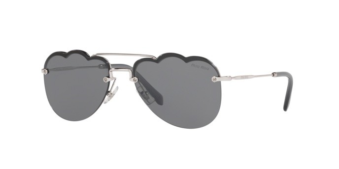 Sonnenbrillen Miu Miu Core collection MU 56US (1BC175) farbe silver form unregelmäßig gläser dark grey flash silver