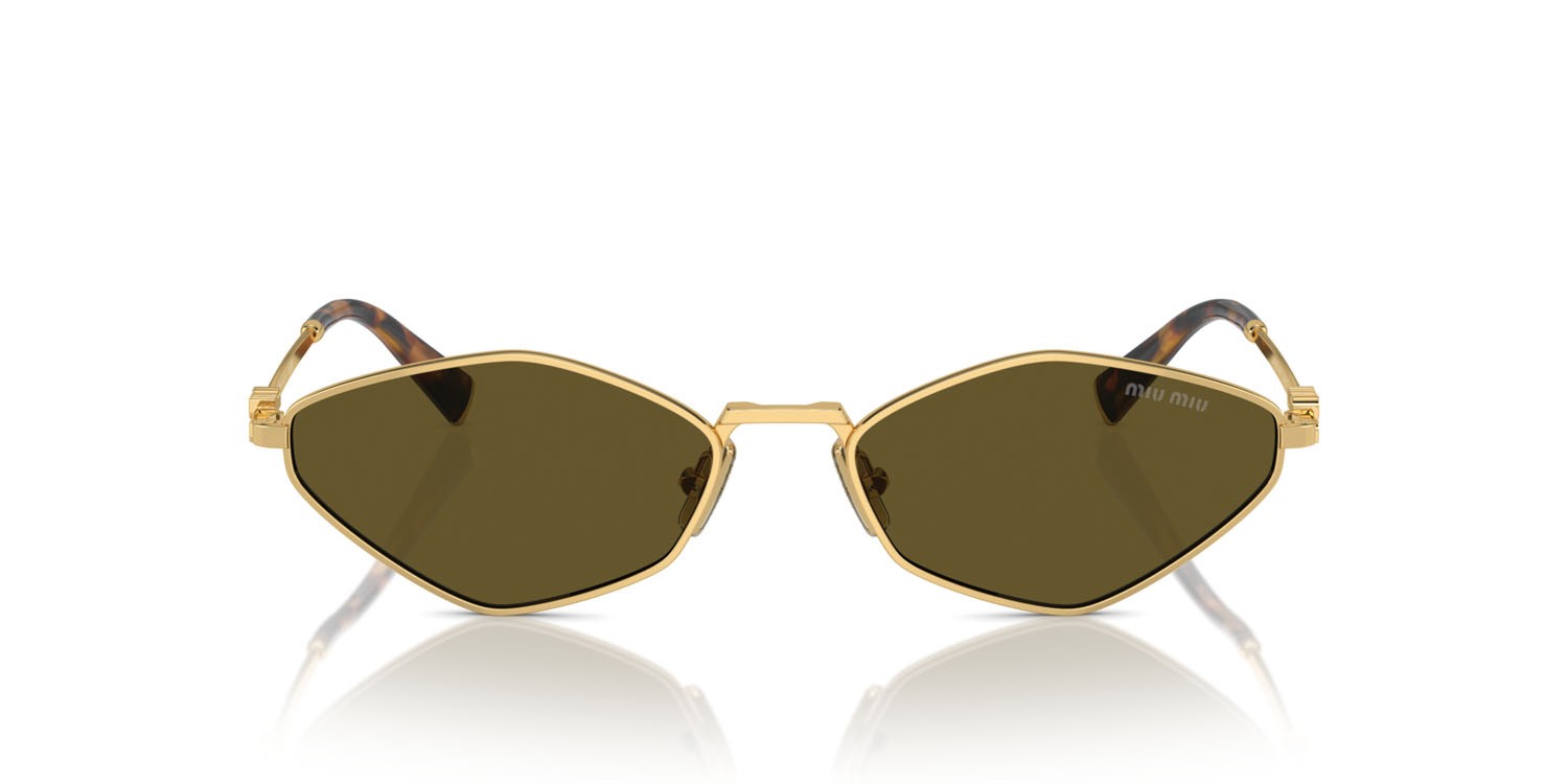 Occhiali da sole Miu Miu MU 56ZS (5AK09Z) colore oro forma irregolare lenti marrone scuro