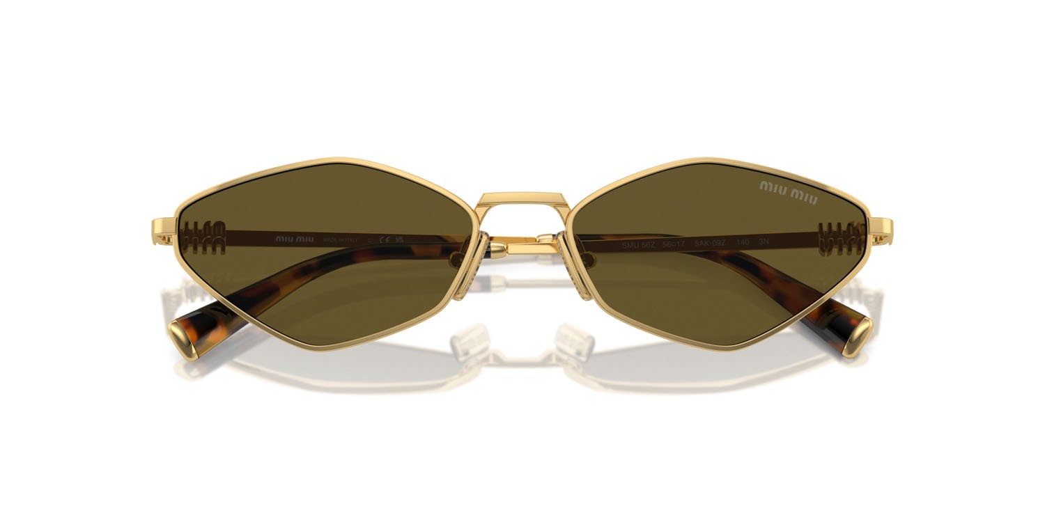 Occhiali da sole Miu Miu MU 56ZS (5AK09Z) colore oro forma irregolare lenti marrone scuro