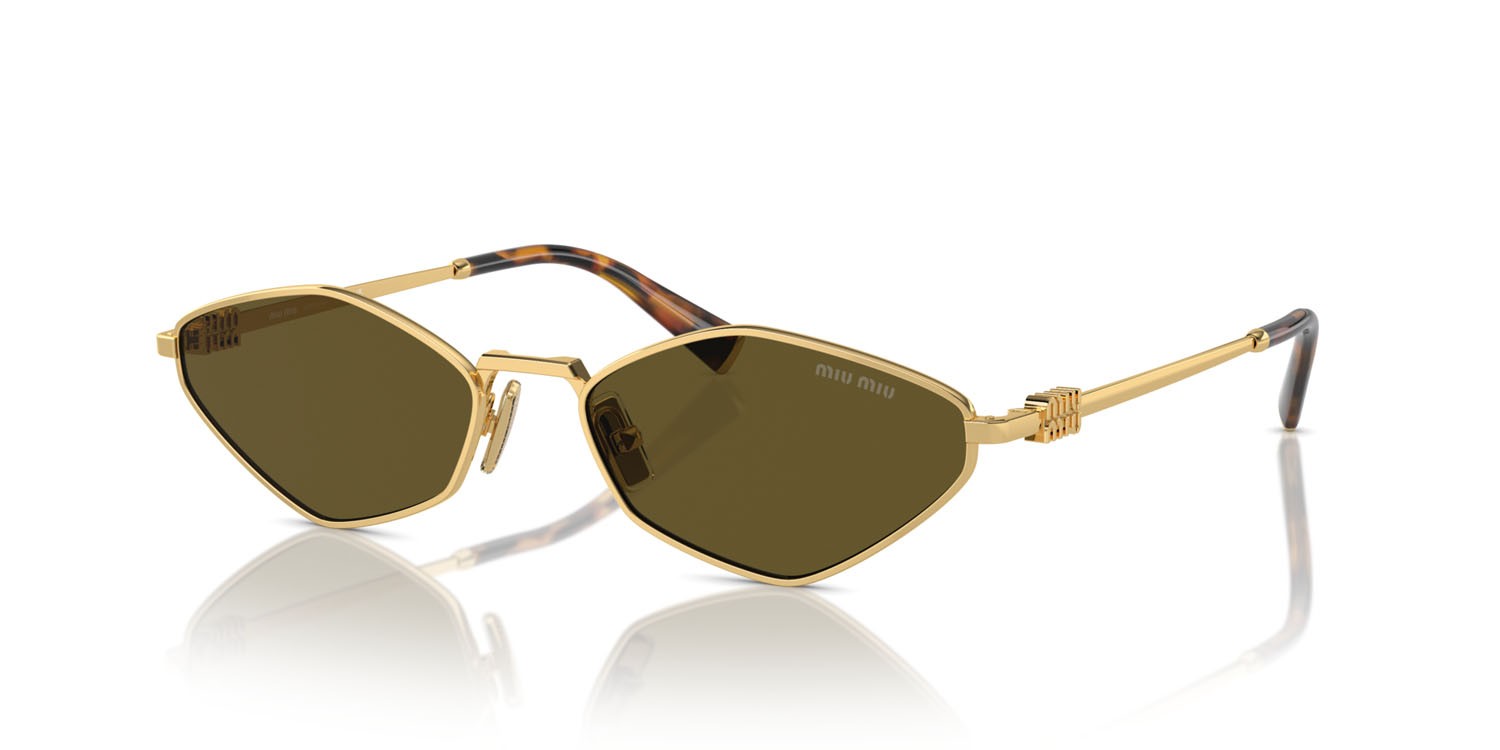 Occhiali da sole Miu Miu MU 56ZS (5AK09Z) colore oro forma irregolare lenti marrone scuro