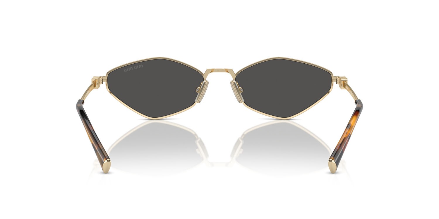 Sunglasses Miu Miu MU 56ZS (ZVN5S0) color oro pallido shape irregular lenses grigio scuro