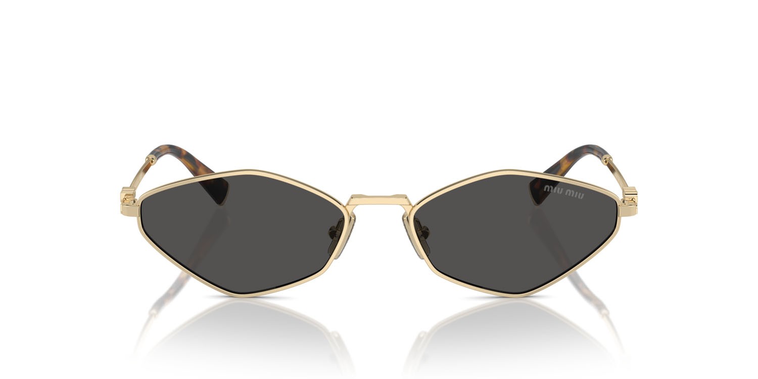 Sunglasses Miu Miu MU 56ZS (ZVN5S0) color oro pallido shape irregular lenses grigio scuro