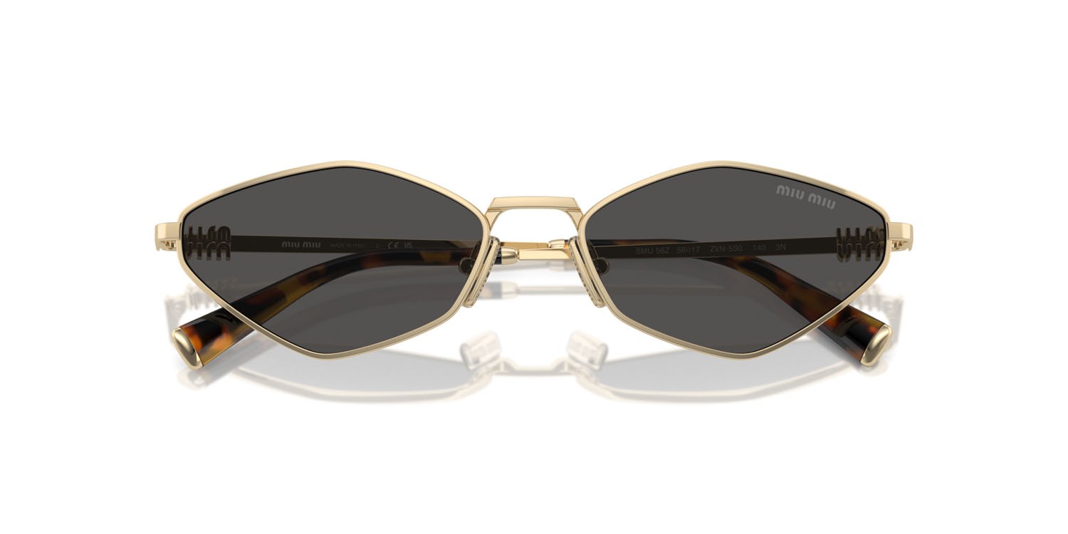 Sunglasses Miu Miu MU 56ZS (ZVN5S0) color oro pallido shape irregular lenses grigio scuro
