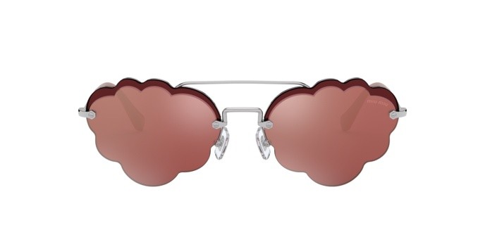 Sonnenbrillen Miu Miu MU 57US (1BC177) farbe silver form unregelmäßig gläser pink back mirror silver