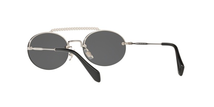 Sonnenbrillen Miu Miu MU 60TS (1BC1A1) farbe silver form oval gläser grey