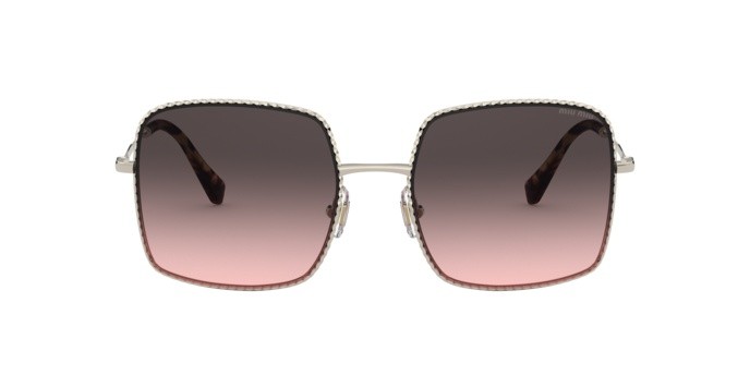 Sonnenbrillen Miu Miu MU 61VS (ZVN146) farbe pale gold form rechteckig gläser pink gradient grey