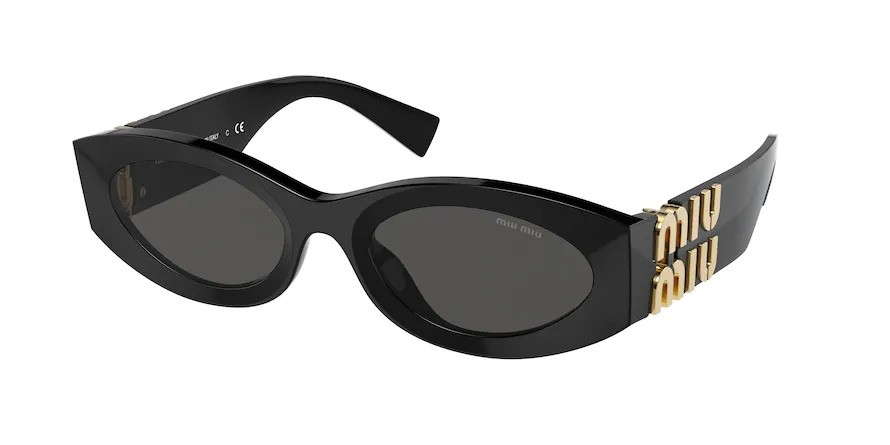 Occhiali da sole Miu MU 11WS (1AB5S0) colore black forma ovale lenti dark grey