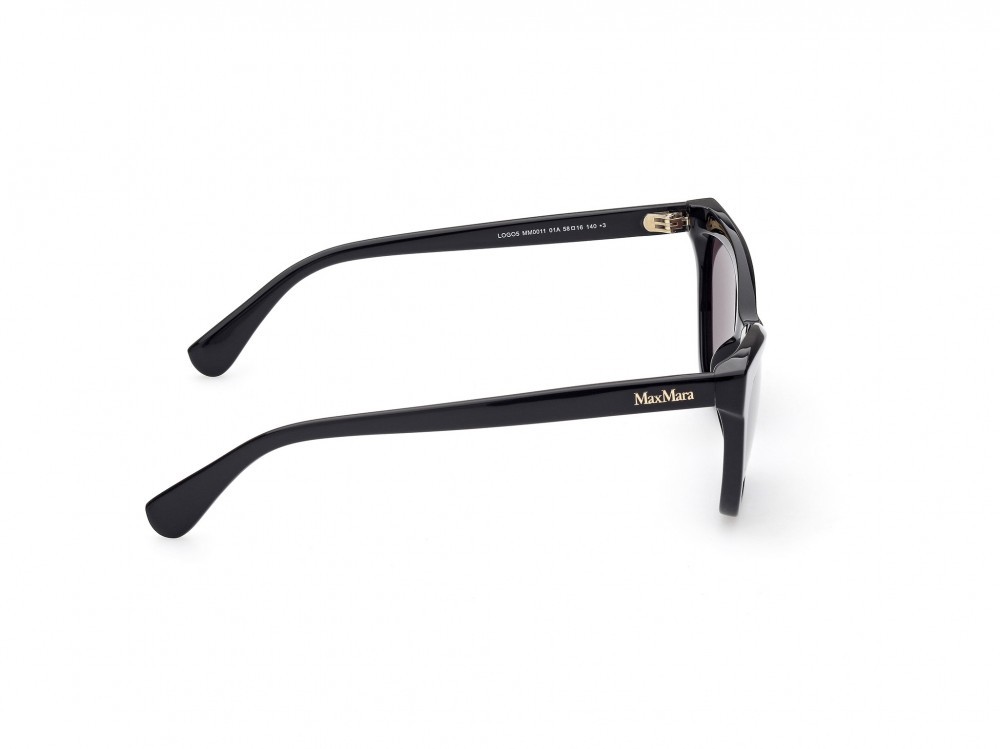 Occhiali da sole MaxMara Logo5 MM0011 (01A) colore nero lucido forma cat eye lenti fumo 