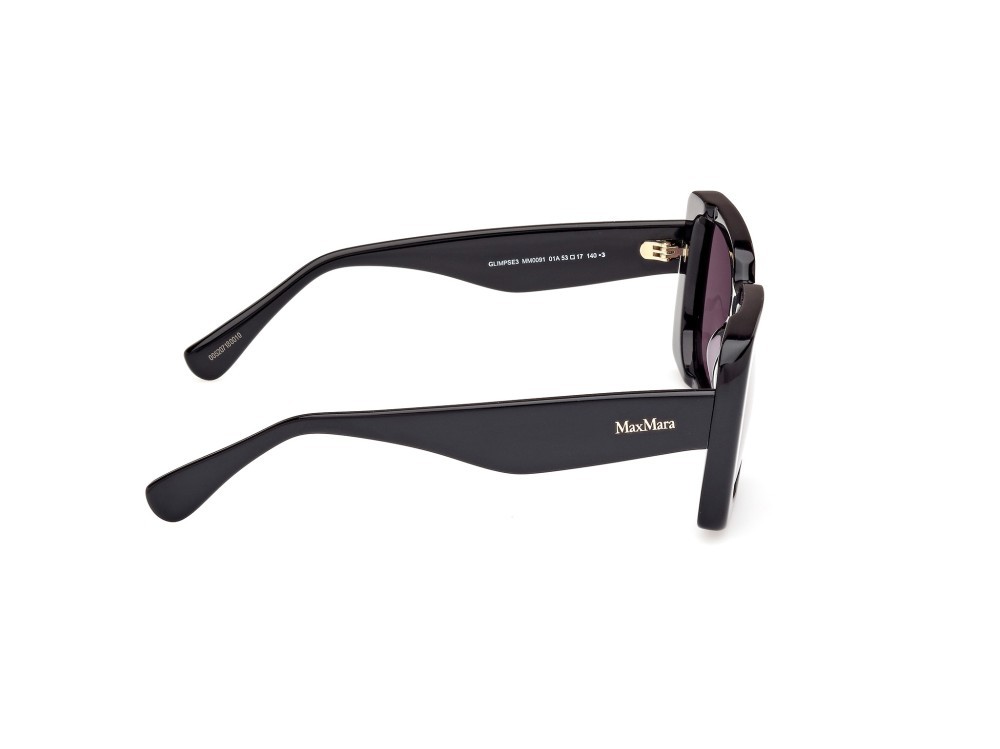 Occhiali da sole MaxMara Glimpse3 MM0091 (01A) colore nero lucido forma rettangolare lenti fumo 