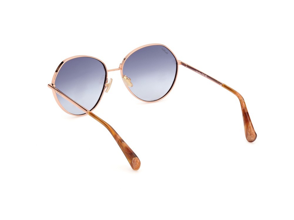 Occhiali da sole MaxMara Menton MM0096 (33W) colore oro rosa lucido forma rotondo lenti blu sfumato