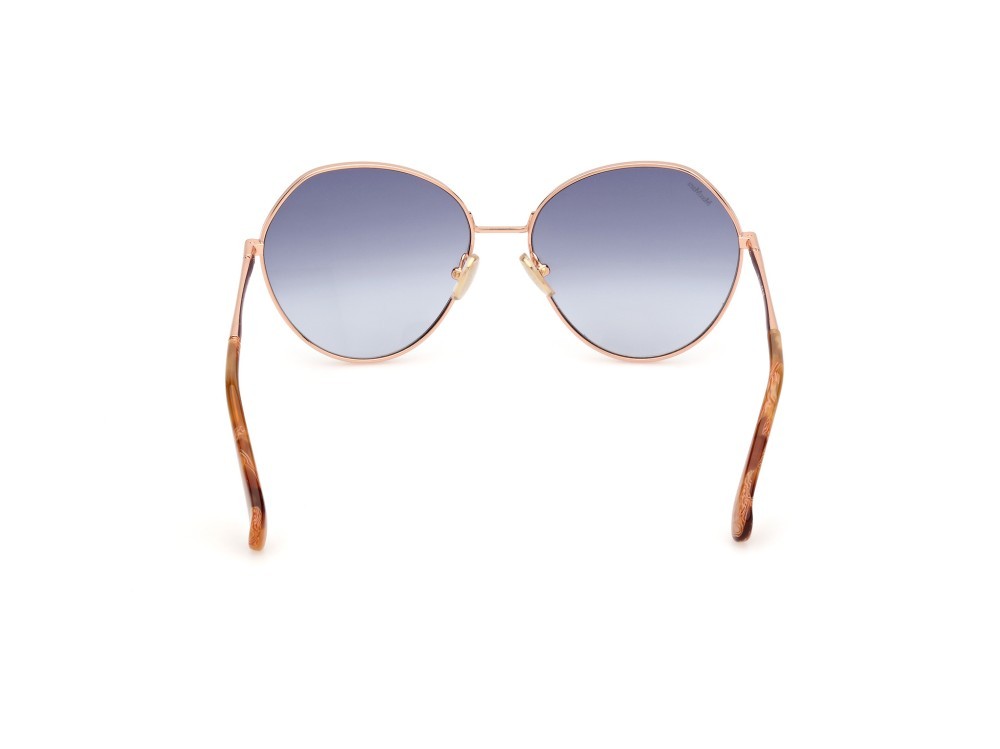Occhiali da sole MaxMara Menton MM0096 (33W) colore oro rosa lucido forma rotondo lenti blu sfumato