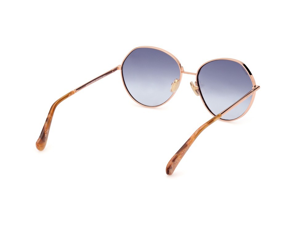 Occhiali da sole MaxMara Menton MM0096 (33W) colore oro rosa lucido forma rotondo lenti blu sfumato