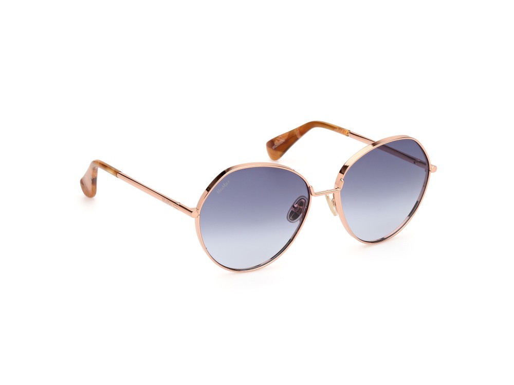Occhiali da sole MaxMara Menton MM0096 (33W) colore oro rosa lucido forma rotondo lenti blu sfumato