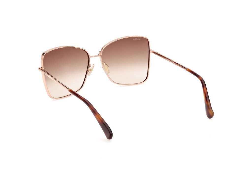 Occhiali da sole MaxMara Menton1 MM0097 (28F) colore oro rosè lucido forma farfalla lenti marrone sfumato