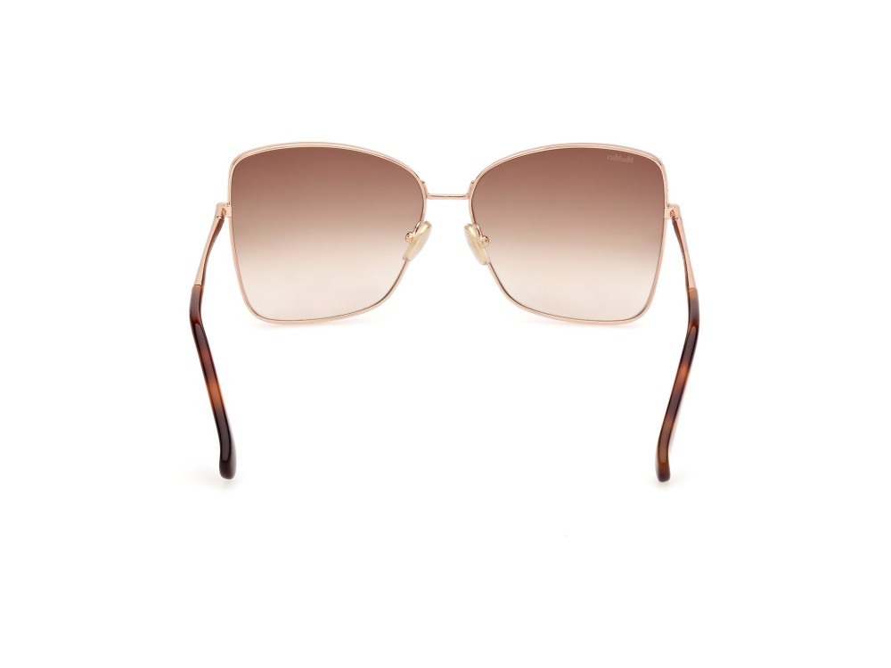 Occhiali da sole MaxMara Menton1 MM0097 (28F) colore oro rosè lucido forma farfalla lenti marrone sfumato