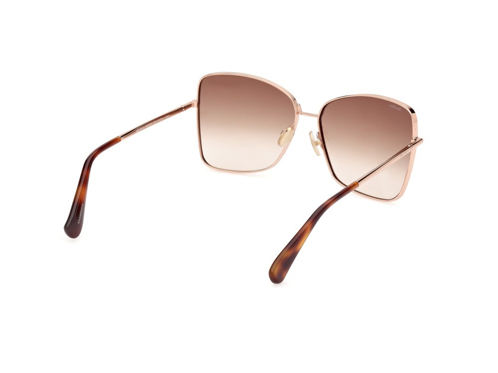 Occhiali da sole MaxMara Menton1 MM0097 (28F) colore oro rosè lucido forma farfalla lenti marrone sfumato