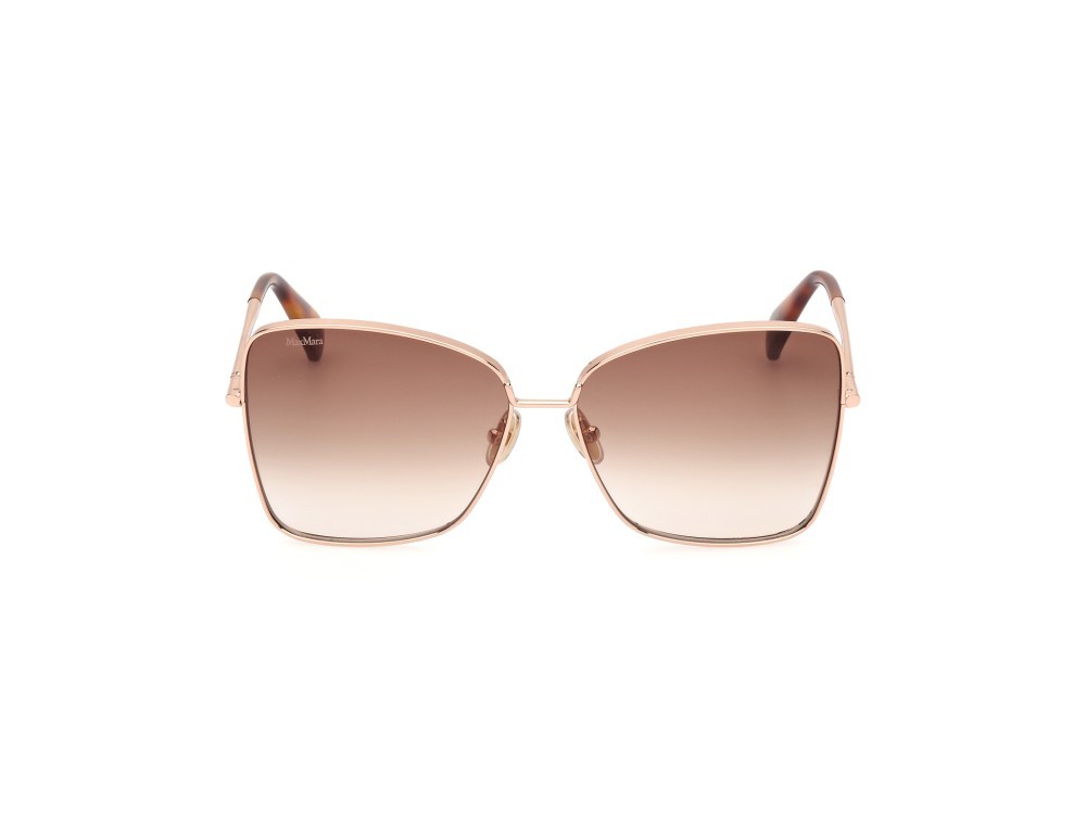 Occhiali da sole MaxMara Menton1 MM0097 (28F) colore oro rosè lucido forma farfalla lenti marrone sfumato