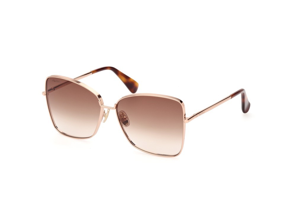 Occhiali da sole MaxMara Menton1 MM0097 (28F) colore oro rosè lucido forma farfalla lenti marrone sfumato