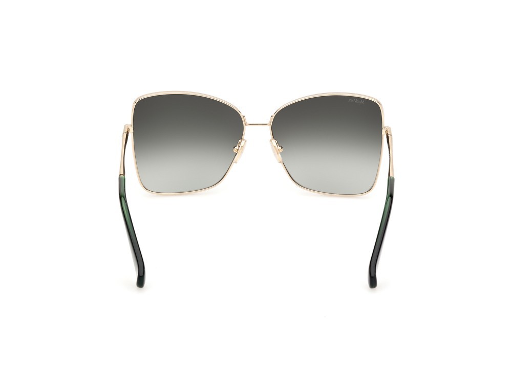 Occhiali da sole MaxMara Menton1 MM0097 (32P) colore oro pallido lucido forma farfalla lenti verde sfumato