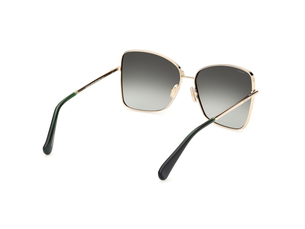 Occhiali da sole MaxMara Menton1 MM0097 (32P) colore oro pallido lucido forma farfalla lenti verde sfumato