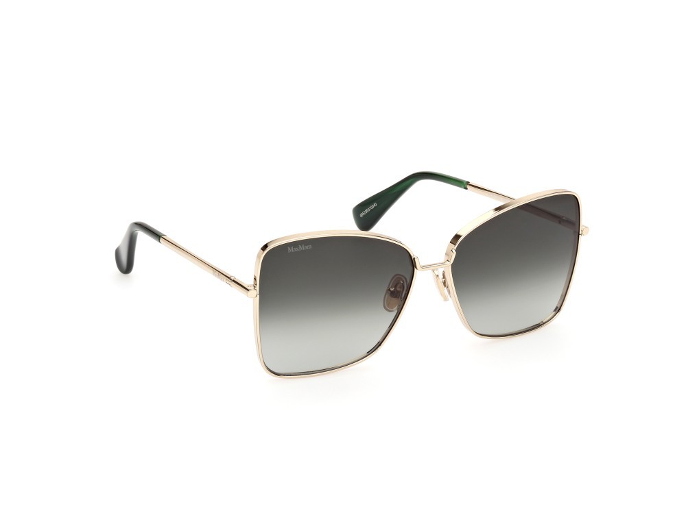 Occhiali da sole MaxMara Menton1 MM0097 (32P) colore oro pallido lucido forma farfalla lenti verde sfumato