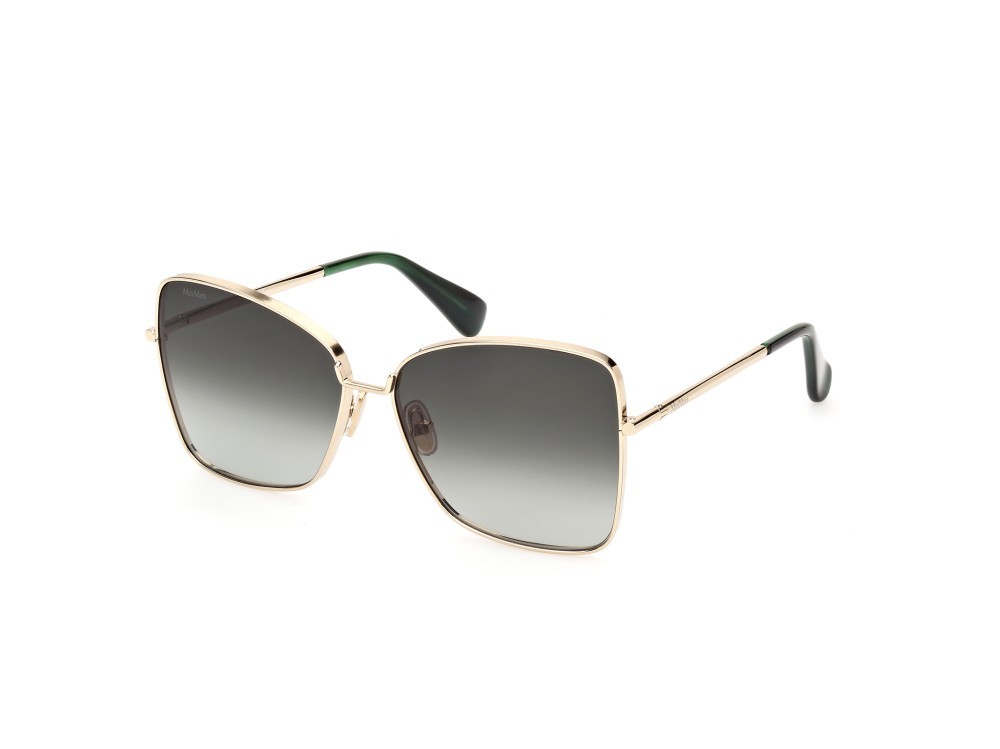 Occhiali da sole MaxMara Menton1 MM0097 (32P) colore oro pallido lucido forma farfalla lenti verde sfumato