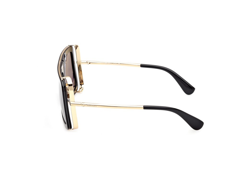 Occhiali da sole MaxMara Jean MM0119 (01A) colore nero lucido - oro pallido lucido forma rettangolare lenti fumo