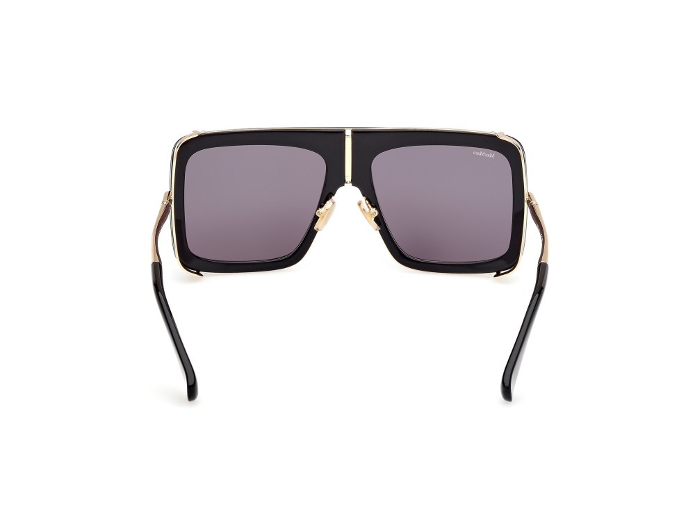 Occhiali da sole MaxMara Jean MM0119 (01A) colore nero lucido - oro pallido lucido forma rettangolare lenti fumo