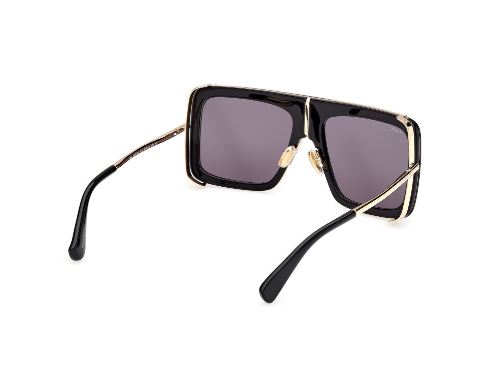 Occhiali da sole MaxMara Jean MM0119 (01A) colore nero lucido - oro pallido lucido forma rettangolare lenti fumo