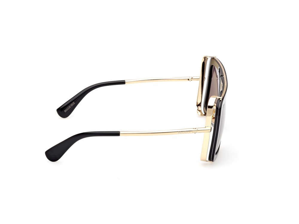 Occhiali da sole MaxMara Jean MM0119 (01A) colore nero lucido - oro pallido lucido forma rettangolare lenti fumo