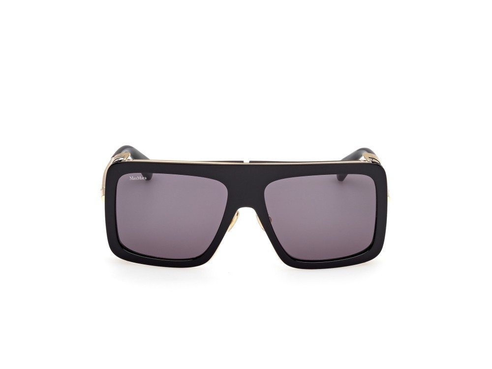 Occhiali da sole MaxMara Jean MM0119 (01A) colore nero lucido - oro pallido lucido forma rettangolare lenti fumo