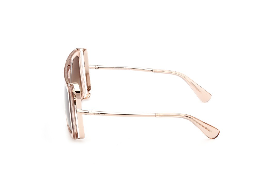 Occhiali da sole MaxMara Jean MM0119 (45F) colore marrone chiaro lucido - oro rosé lucido forma rettangolare lenti marrone sfumato