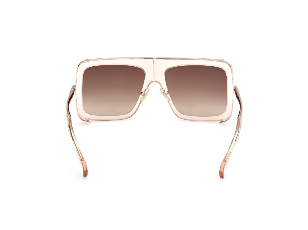 Occhiali da sole MaxMara Jean MM0119 (45F) colore marrone chiaro lucido - oro rosé lucido forma rettangolare lenti marrone sfumato