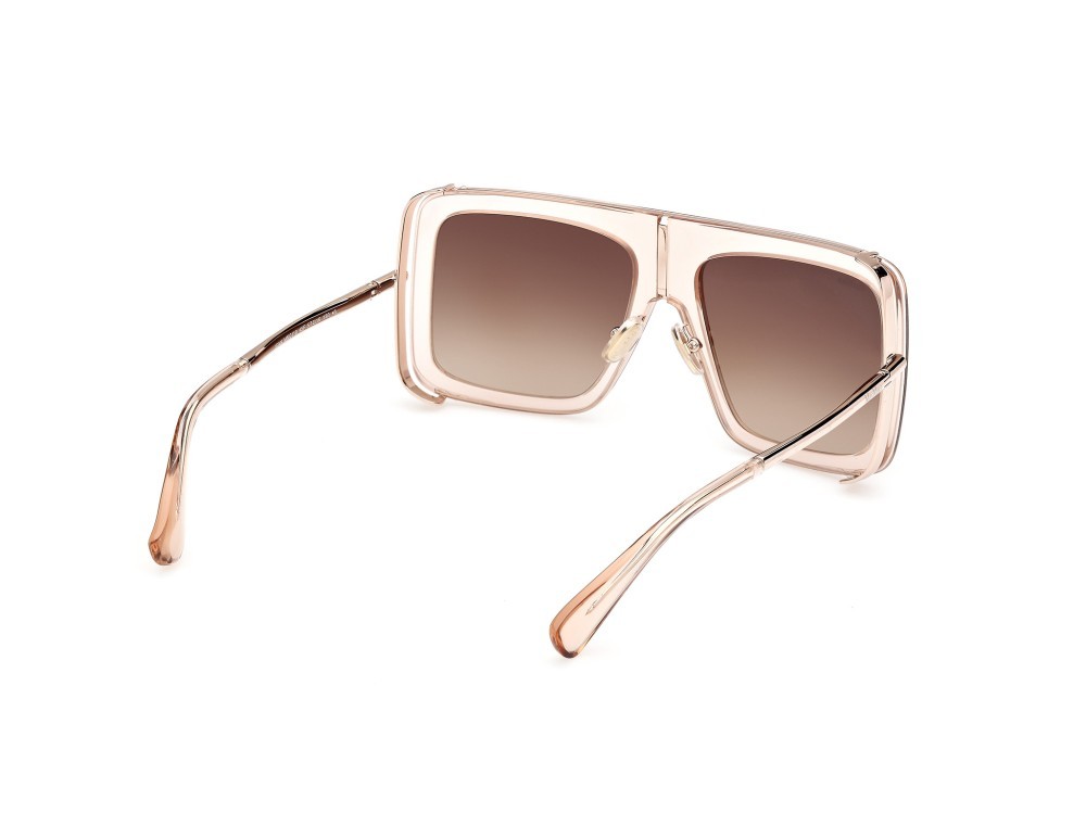 Occhiali da sole MaxMara Jean MM0119 (45F) colore marrone chiaro lucido - oro rosé lucido forma rettangolare lenti marrone sfumato