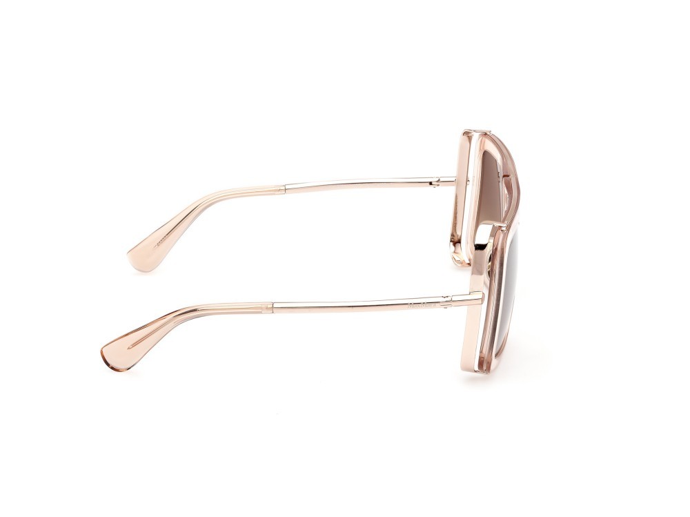 Occhiali da sole MaxMara Jean MM0119 (45F) colore marrone chiaro lucido - oro rosé lucido forma rettangolare lenti marrone sfumato