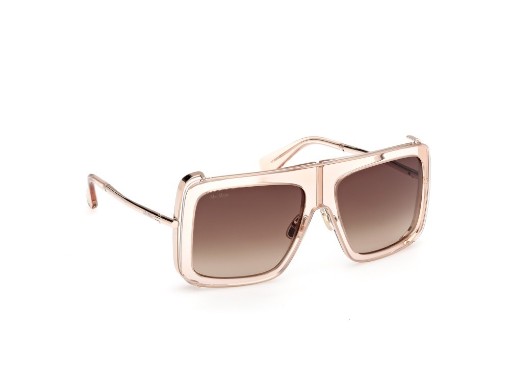 Occhiali da sole MaxMara Jean MM0119 (45F) colore marrone chiaro lucido - oro rosé lucido forma rettangolare lenti marrone sfumato