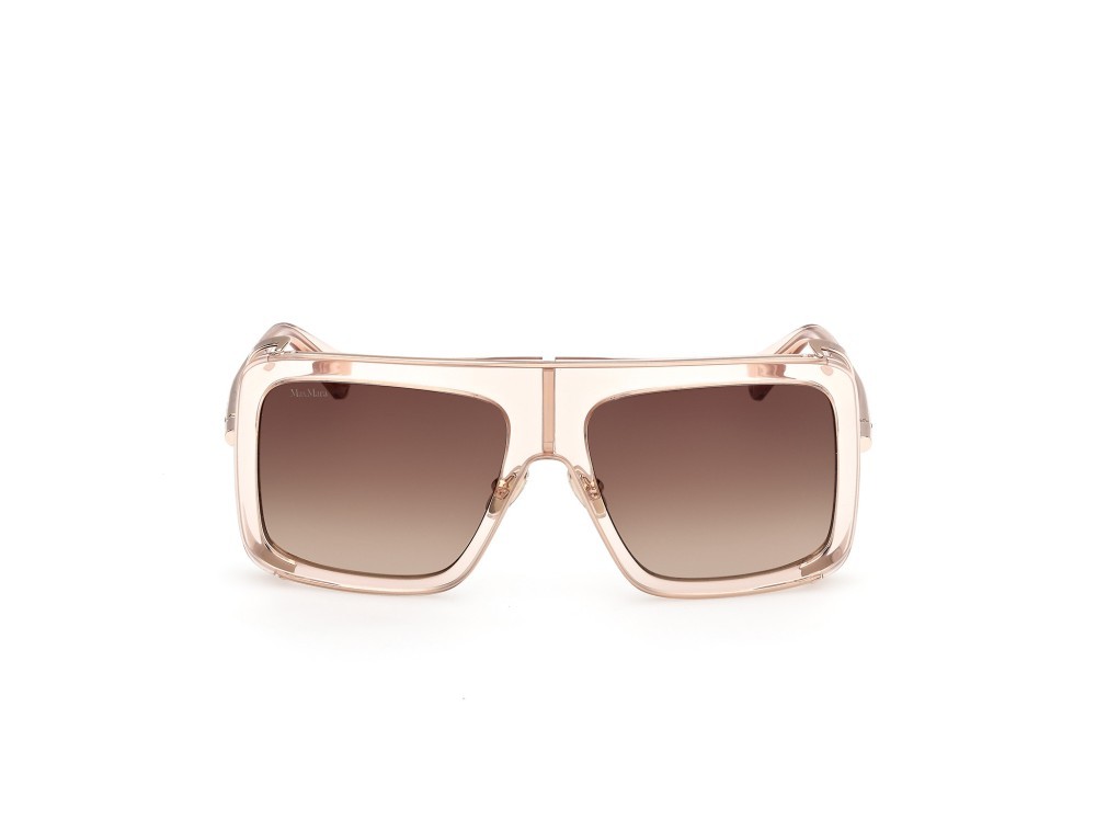 Occhiali da sole MaxMara Jean MM0119 (45F) colore marrone chiaro lucido - oro rosé lucido forma rettangolare lenti marrone sfumato