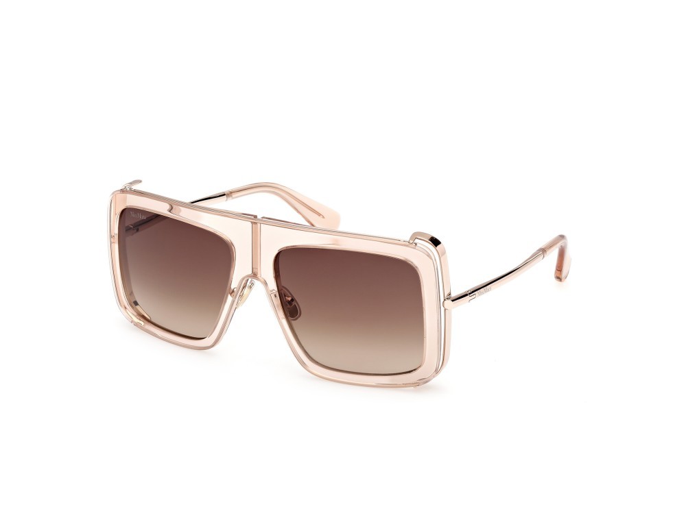 Occhiali da sole MaxMara Jean MM0119 (45F) colore marrone chiaro lucido - oro rosé lucido forma rettangolare lenti marrone sfumato