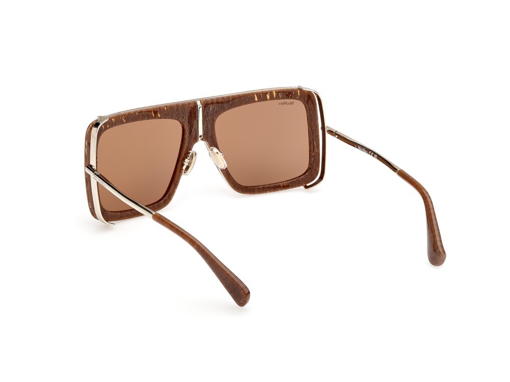 Occhiali da sole MaxMara Jean MM0119 (56E) colore avana/texture - oro pallido lucido forma rettangolare lenti marrone