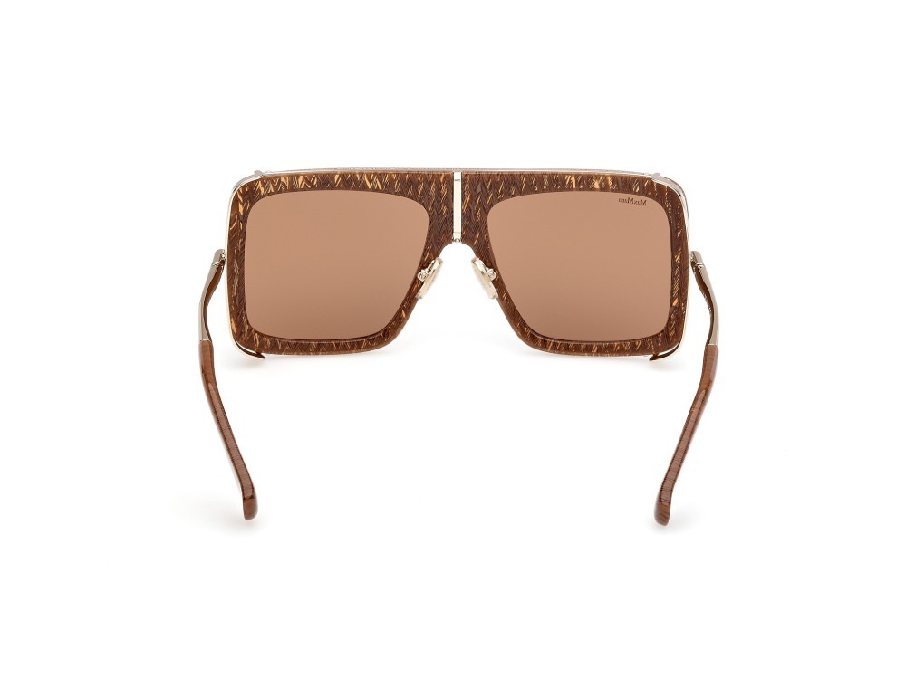 Occhiali da sole MaxMara Jean MM0119 (56E) colore avana/texture - oro pallido lucido forma rettangolare lenti marrone