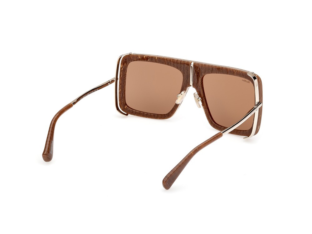 Occhiali da sole MaxMara Jean MM0119 (56E) colore avana/texture - oro pallido lucido forma rettangolare lenti marrone
