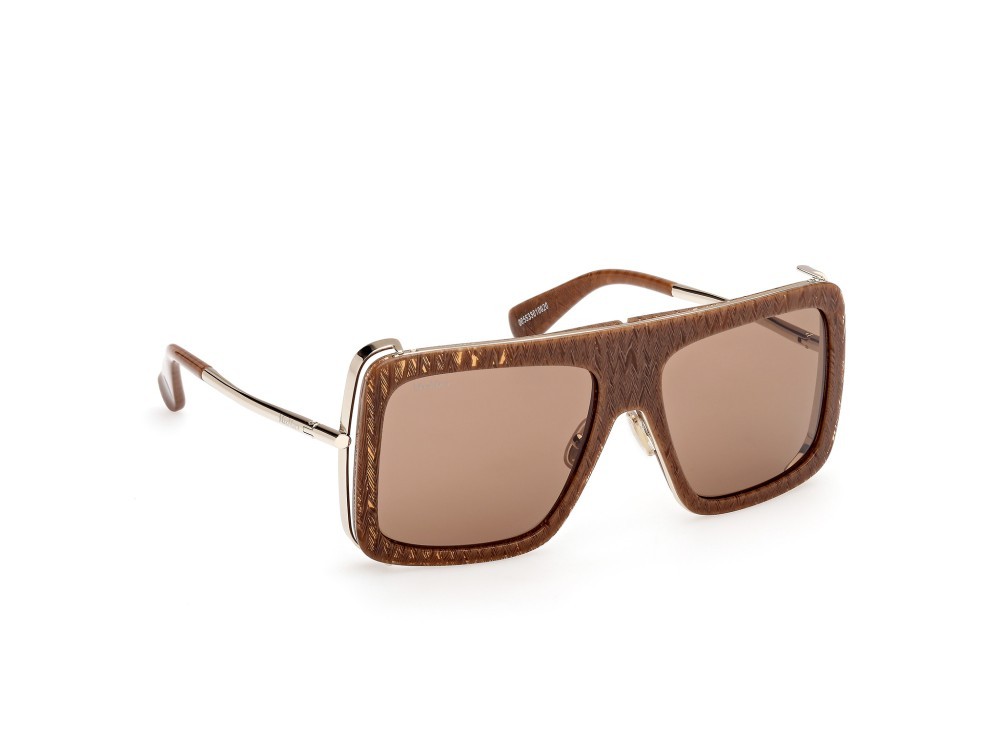 Occhiali da sole MaxMara Jean MM0119 (56E) colore avana/texture - oro pallido lucido forma rettangolare lenti marrone