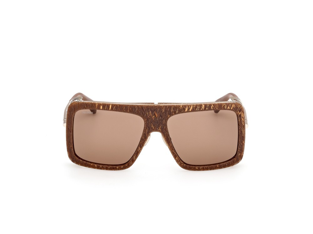 Occhiali da sole MaxMara Jean MM0119 (56E) colore avana/texture - oro pallido lucido forma rettangolare lenti marrone