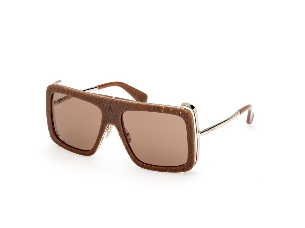 Occhiali da sole MaxMara Jean MM0119 (56E) colore avana/texture - oro pallido lucido forma rettangolare lenti marrone