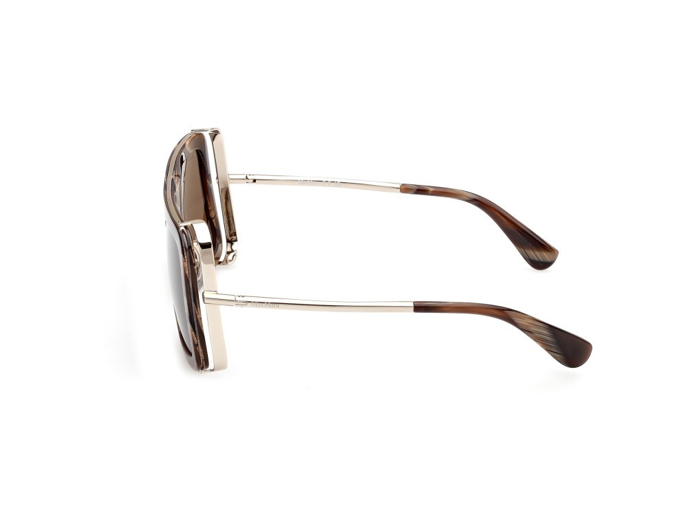 Occhiali da sole MaxMara Jean MM0119 (62E) colore corno marrone - oro pallido lucido forma rettangolare lenti marrone