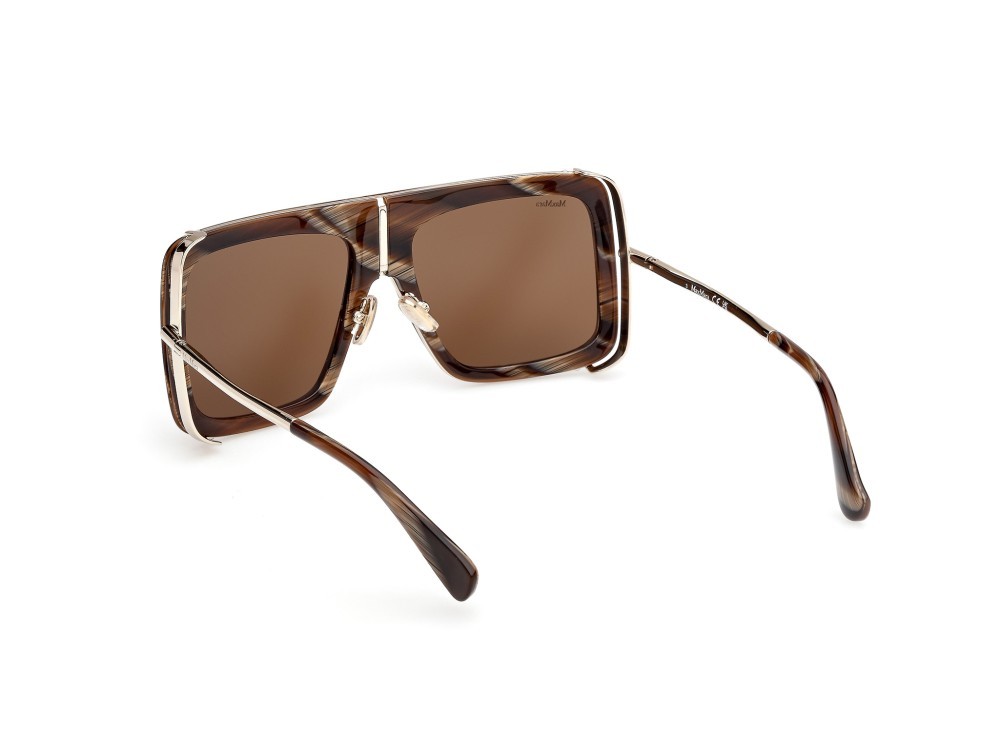 Occhiali da sole MaxMara Jean MM0119 (62E) colore corno marrone - oro pallido lucido forma rettangolare lenti marrone