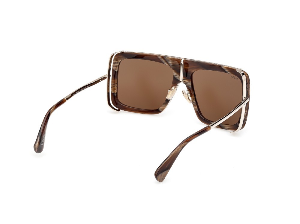 Occhiali da sole MaxMara Jean MM0119 (62E) colore corno marrone - oro pallido lucido forma rettangolare lenti marrone