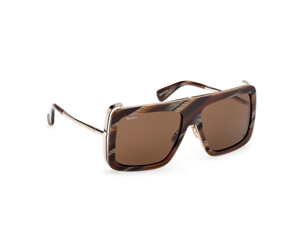 Occhiali da sole MaxMara Jean MM0119 (62E) colore corno marrone - oro pallido lucido forma rettangolare lenti marrone