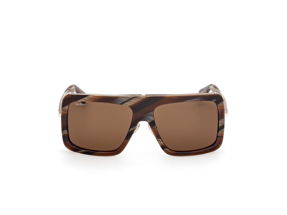 Occhiali da sole MaxMara Jean MM0119 (62E) colore corno marrone - oro pallido lucido forma rettangolare lenti marrone